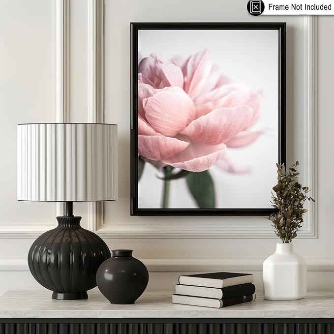 Monem Art Soft Pink Peony Macro Photography Print - Minimalist Floral Art Poster - Wall Decor for Living Room, Bedroom or Office - 12x16 Unframed Wall Art by Mareike Bohmer