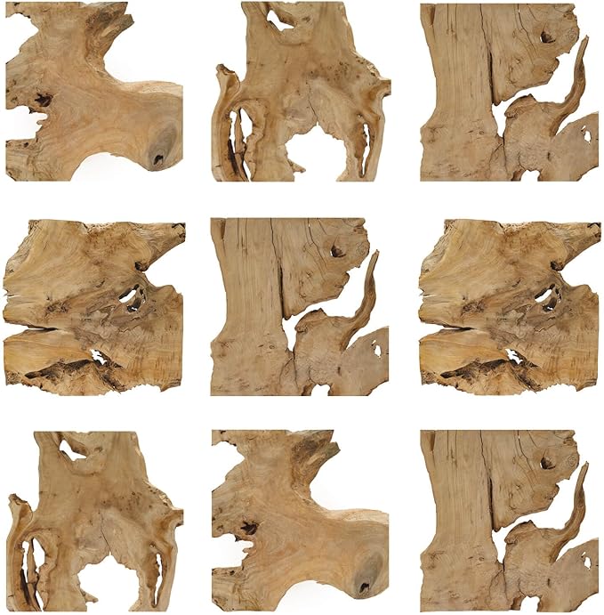 Natural Wood Wall Art - Handcrafted Rustic Decor, Frameless Design for Living Room, Bedroom, Kitchen, or Office - Unique Organic Charm for Your Home (Natural*9)