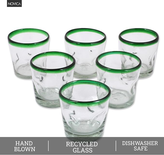 NOVICA 15788 Blown glass, 3.5" H x 3.5", green clear