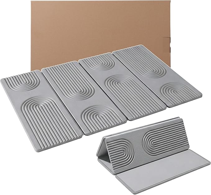23.6"×15.7" Diatomaceous Earth Stone Dish Drying Mat, Foldable Super Absorbent Quick Dry Non-Slip Eco-Friendly Pad for Kitchen Counter, Dishes, Cups, Bottles & Utensils, Light Gray