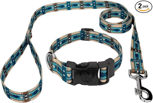Country Brook Petz - Puppy Picnic Everyday Dog Collar and Leash - Plaid and Argyle Collection Featuring Charming Designs (1/2 Inch, Extra Small)