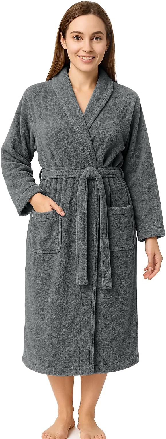 RIVERSIDE Premium 100% Cotton Terry Bathrobe For Women and Men - Soft Towel Robes with Shawl Collar Ajdustable Belt & Pockets