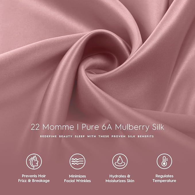 Tafts Pillow Cases - 22mm 100% Pure Mulberry 6A Silk Pillowcase for Hair & Skin with Zipper Closure, Cooling, Natural, Organic, Double Sided Silk Pillow Case (Misty Rose Pink, King 20x36, 1pc)