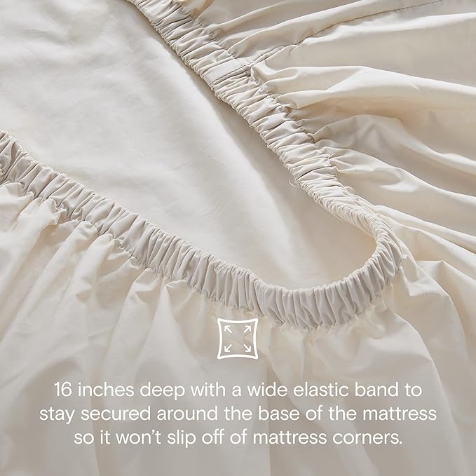 DOZ 100% GOTS Certified Organic Cotton Sheet Set, Crisp Percale Weave, Long Staple, Breathable, Matte Finish, Hotel Style, Durable, 3pc – 2 Pillowcases 1 Fitted (Fog, Cal King)