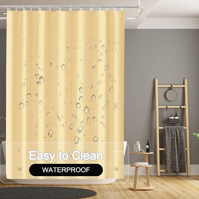 TIKABC Beige Shower Curtain Liner, 4G PEVA Shower Liner, Plastic Peva Waterproof Shower Curtains, 72x72 inch with Grommet Holes 3 Magnetic Weights