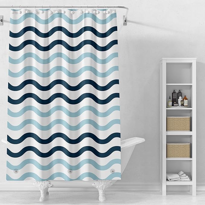 TIKABC Shower Curtain Liner, 4G PEVA Shower Liner, Plastic Waterproof Shower Curtains, 72x72 inch with Grommet Holes 3 Magnetic Weights