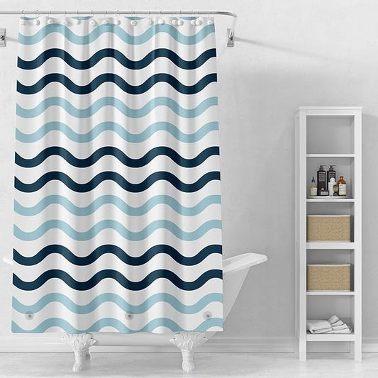 TIKABC Shower Curtain Liner, 4G PEVA Shower Liner, Plastic Waterproof Shower Curtains, 72x72 inch with Grommet Holes 3 Magnetic Weights