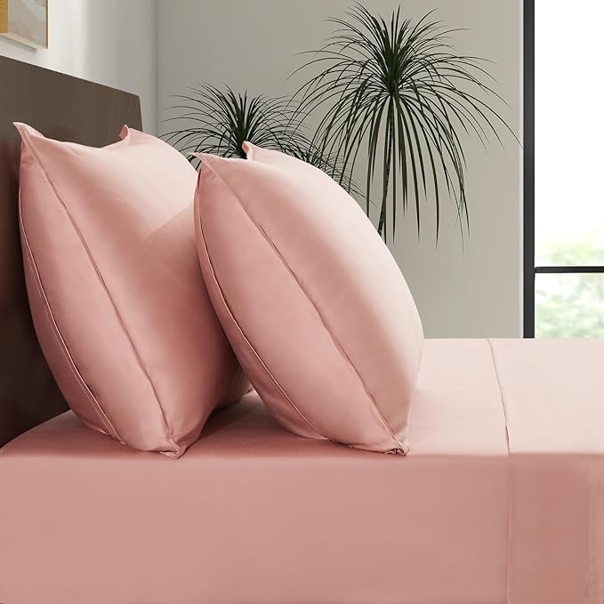 | Queen Envelope Pillowcase Set | 100% Viscose | Organically Grown | Ultra Soft | Cooling | 2pcs [Rose Quartz]