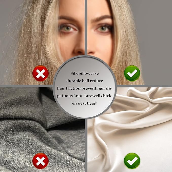 Silk Pillow Cases 2 Pack,Soft Breathable and Sliky Queen Size Pillow Cases Set of 2,Natural Mulberry Silk Pillowcase Set of 2 for Hair and Skin with Hidden Zipper (Champagne,20"X 30",2pcs)