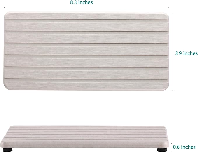 NiuYichee 2 PCS Water Absorbent diatomite Coasters, 8.3" x 4" Water Absorbing Stone Tray for Sink, Stone Drying mat for Kitchen Counter, Stone soap Tray Used for Hand Soaps & toiletries & Plants