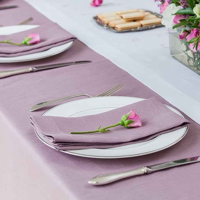 Huddleson Heather Lilac Linen Napkin 20x20 (Set of Four) Luxury Italian Linen Napkin Sewn in US