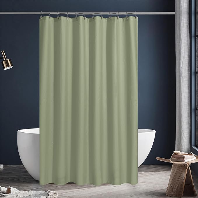 N&Y HOME Fabric Shower Curtain or Liner with Magnets Sage Green - Hotel Quality, Machine Washable, Water Repellent - Sage, 72x72