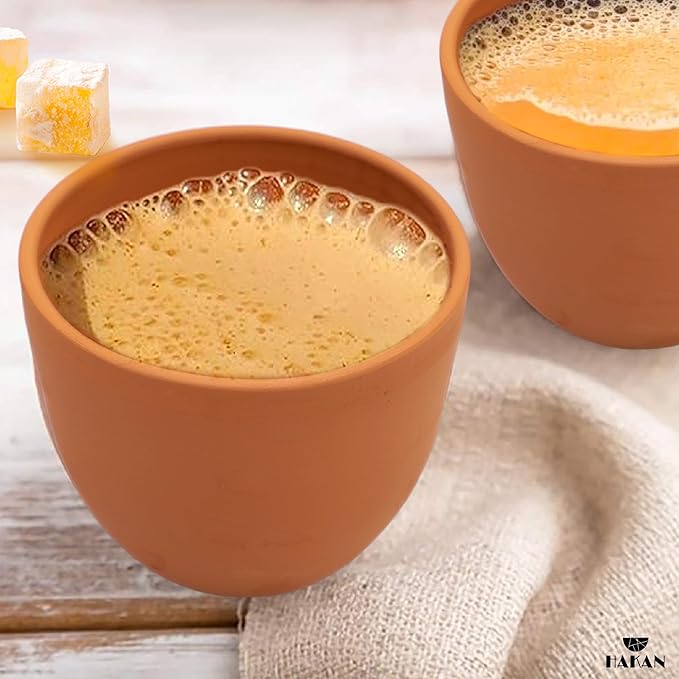 Hakan Kapadokya 16.9 oz, 4 Pcs, Handmade Pottery Mug Set of 4, Clay Cups for Beverages, Earthenware Flower Pot, Unglazed Clay Bowls, Drinking Cups for Decoration