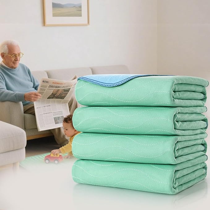 Pee Pads for Adults, Kids and Pets, Cotton-Like Surface, Machine Washable, 100% Leak Prevention with Waterproof TPU Layer (1 Pack, 34*52 inch)