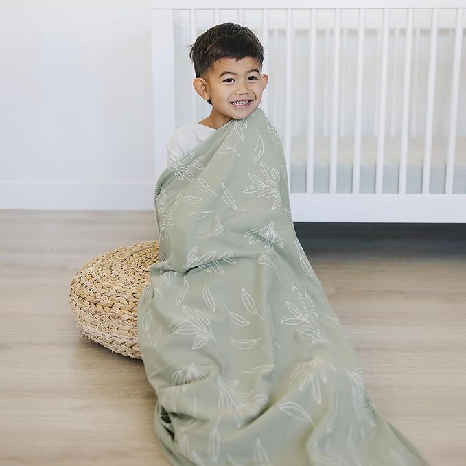 Woolino Toddler Blanket - Merino Wool and Organic Cotton Baby Blanket for Girls and Boys - 4 Season - 52.5” x 40” - Sage