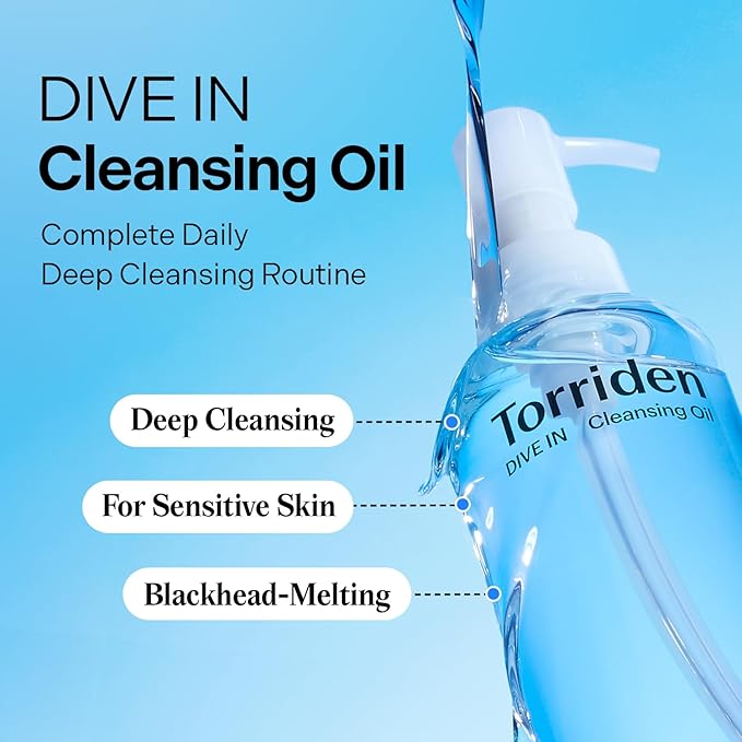 Torriden DIVE IN Cleansing Oil 200ml (6.76 fl.oz.) | Makeup Blackhead Remover | Hydrating Deep Facial Cleanser for All and Sensitive Skin | Hyaluronic Acid, Panthenol, Allantoin | Korean Skin Care