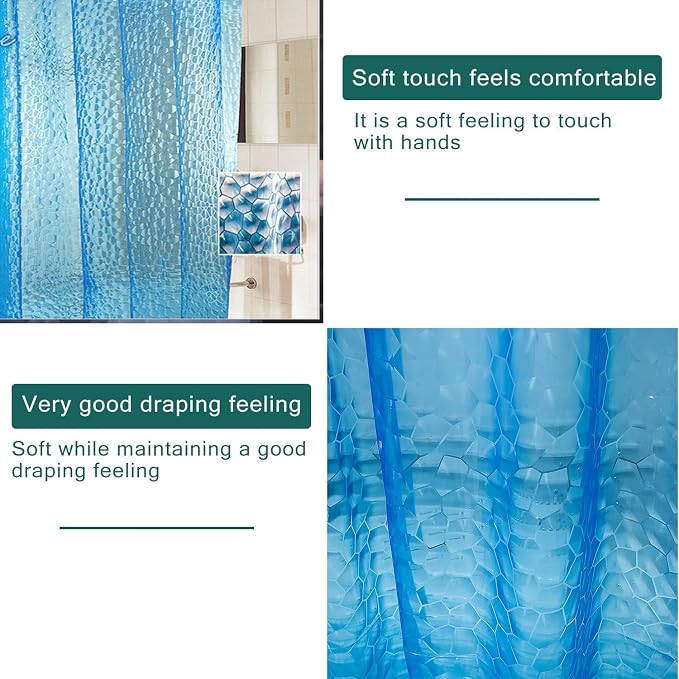 Shower Curtain Liner, 2 Pack 100% Waterproof Eva Shower Curtains with 3 Duty Heavy Bottom Magnets and 12 Rust Proof Grommets, 72x72 Weighted Shower Liner for Shower Stall, Bathtubs