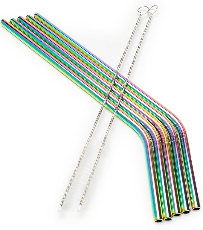 Stainless steel straws iridescence colors, Fits 20 oz Tumbler, Extra Long Reusable Ecofriendly