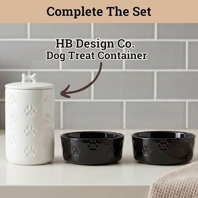 Ceramic Dog Bowl Set of 2 with Anti-Skid Base - 6.5" Wide x 2.5" Tall Ceramic Dog Bowls Medium Sized Dogs - 3.8 Cup Capacity Food and Water Bowls for Dogs - Rubber Bottom Pet Bowl Set of 2 Medium Size