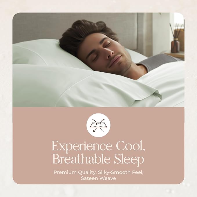 100% Organic Cotton Pillow Cases Queen Size Set of 2-100% Cotton Pillowcases GOTS Certified 300 Thread Count - Naturally Cooling Comfortable Breathable & Soft Pillow Cases (Pastel Green, Queen)