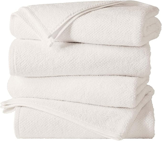 Great Bay Home 100% Cotton 4 Pack 54x27 Bath Towel Set - Absorbent, Quick-Drying, Durable Towels for Bathroom Decor - Low-Twist, Two-Ply Fibers (Ivory)