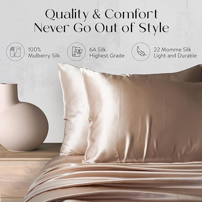 Silk Pillowcase for Hair and Skin, Special Edition Patterned Silk Pillowcase, 100% Mulberry Silk Pillowcase, Silk Pillow Cases King, Caramel Swirl Real Only by Colorado Home Co