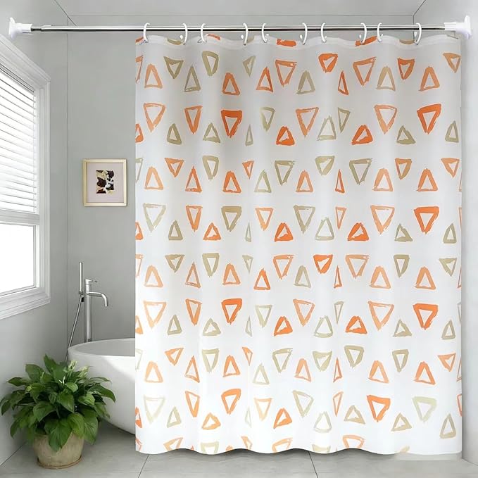 Plastic Shower Curtain Liner, Premium EVA 5G Triangle Shower Curtain, Shower Curtains for Bathroom with 3 Magnetic Weights and Rustproof Grommets (Triangle, 72x72 in)