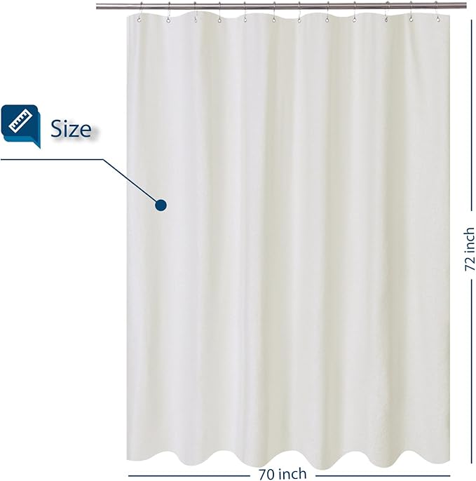 Barossa Design Soft Microfiber Fabric Shower Liner or Curtain, Hotel Quality, Machine Washable, Water Repellent, Cream, 70 x 72 inches