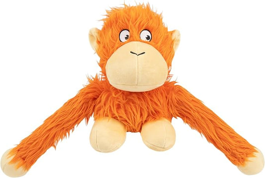 Best Pet Supplies Interactive Squeaky Dog Chew Toy, Ideal Dog Toys for Chewers, Small, Medium & Large Dogs, and Fetch Lovers - O-Hug-Atan (Orange), Large