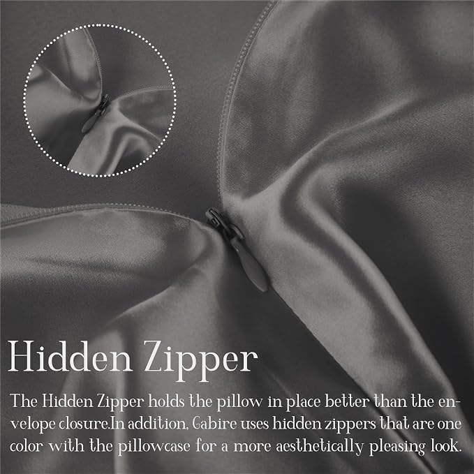 Gabire Mulberry Silk Pillowcase for Hair and Skin Prevent Acne Pillow Cases Both Sides Real Silk Pillowcases Organic Silk Pillowcase with Hidden Zipper, Grey, King (20"×36")