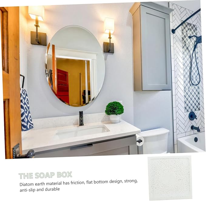 TEHAUX Bathroom Diatomite Soap Dish Holder Natural Water-Absorbent Soap Tray for Shower Sink Quick Drying and Easy to Clean