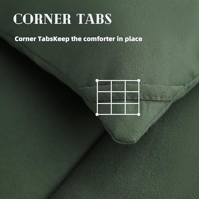 DOWNCOOL Comforters King Size, Duvet Insert,Green All Season Duvet, Lightweight Quilt, Down Alternative Hotel Comforter with Corner Tabs (Green, King 102x90 Inches)