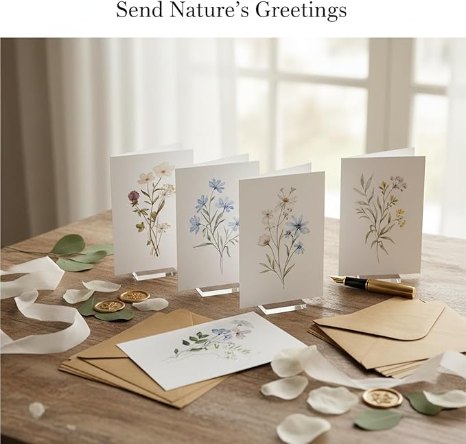10-Pack Botanical Blank Greeting Cards with Envelopes, 5.9 x 7.9 Inch Nature-Themed Cardstock Set for Personal Correspondence and Notes