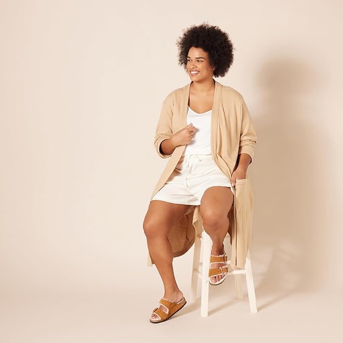Amazon Essentials Women's Lightweight Waffle Full-Length Bath Robe with Pockets (Available in Plus Size)