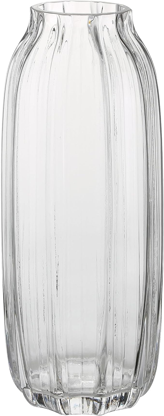 Large Clear Glass Vase for Flowers Bud Tall Glass Vases,H-12.6" Simple Striped Design for Home Floor Decor,Farmhouse Decor, Centerpiece Coffee Table Decorations