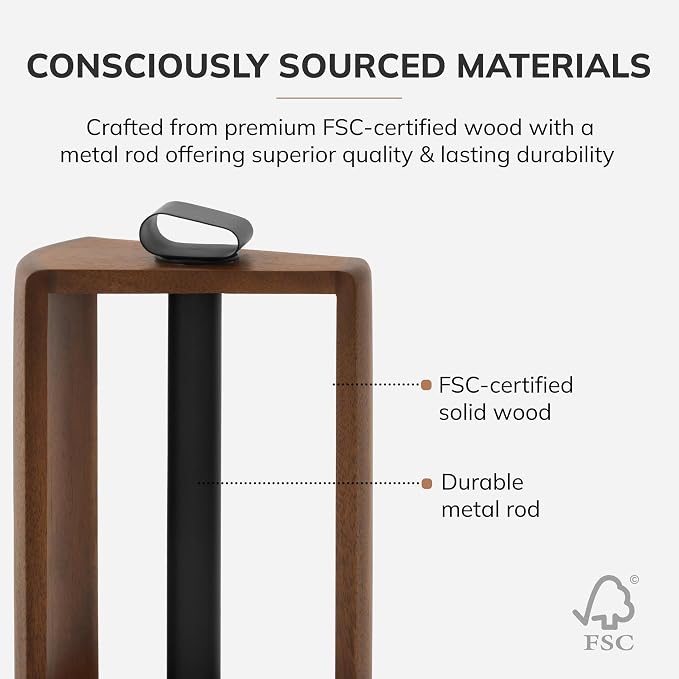 Anji Mountain Wooden Paper Towel Holder with Iron Holder, Holder Stand for Kitchen Roll Organizer & Kitchen Dining Table Home Décor, Countertop Fits Jumbo & Mega Rolls - Walnut/Black, Top Load