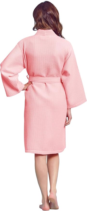 Soft Touch Linen Women's Kimono Waffle Robe-Luxurious & Absorbent & Quick Dry-Cotton & Polyester Blend