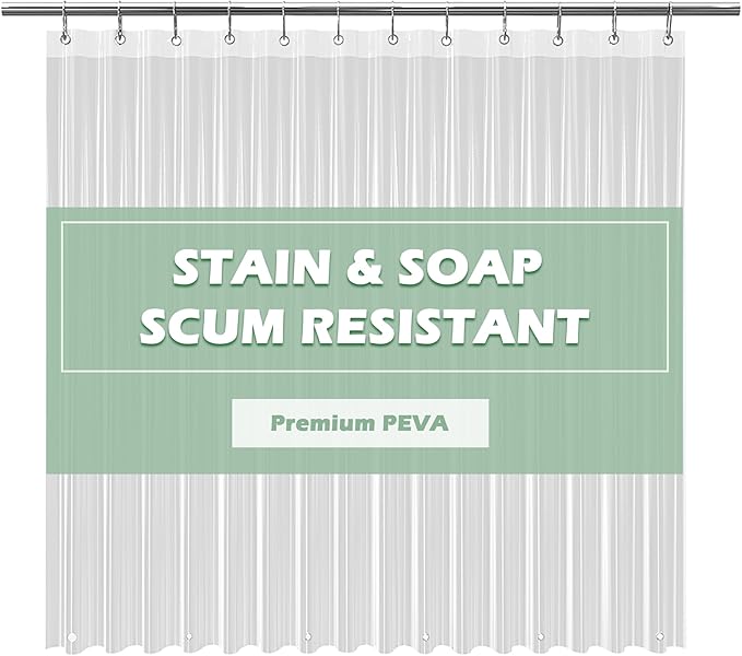 EHZNZIE Crystal Clear Shower Curtain Liner 72x96, PEVA Waterproof Bath Curtain, No Chemical Smell, 3 Weighted Magnets, Durable with Rustproof Metal Grommets