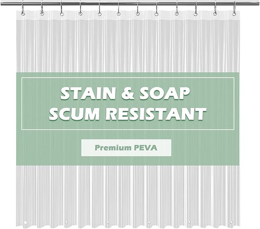 EHZNZIE Crystal Clear Shower Curtain Liner 54x72, PEVA Waterproof Bath Curtain, No Chemical Smell, 3 Weighted Magnets, Durable with Rustproof Metal Grommets