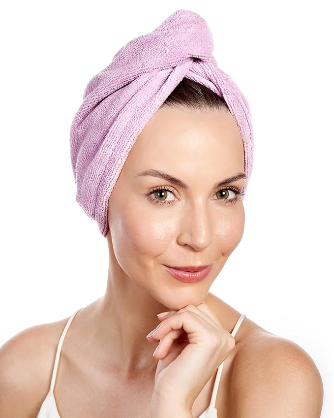 Keranique Microfiber Hair Towel Wrap - Quick Drying Head Turban for Women - Large Size Anti Frizz Wrap Towel - Anti Damage Around Head Hair Wrap After Shower & Bath - Haircare for Long & Short Hair