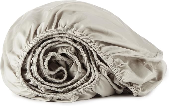 Organic Twin Fitted Sheet Only Deep Pocket - 100% Organic Cotton Sheets with Breathable 300 Thread Count Sateen Weave GOTS & Fairtrade Certified - Soft Fitted Bed Sheets Only (Pewter, Twin)