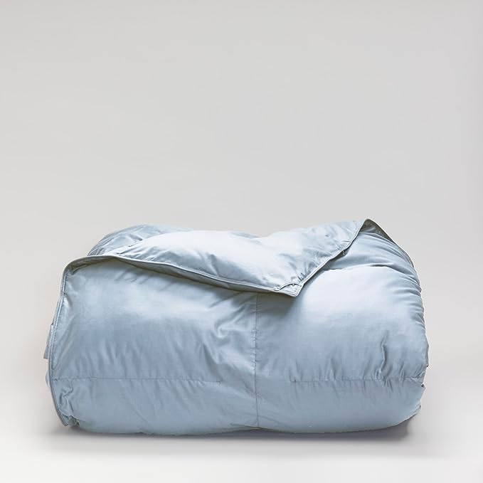 Cuddledown Chroma Down Alternative Comforter | Soft, Lofty, Cloudlike | Hypoallergenic | 100% Cotton Sateen Shell | Handcrafted | Duvet Insert | Oeko-TEX Certified | King | Winter | Steel Blue