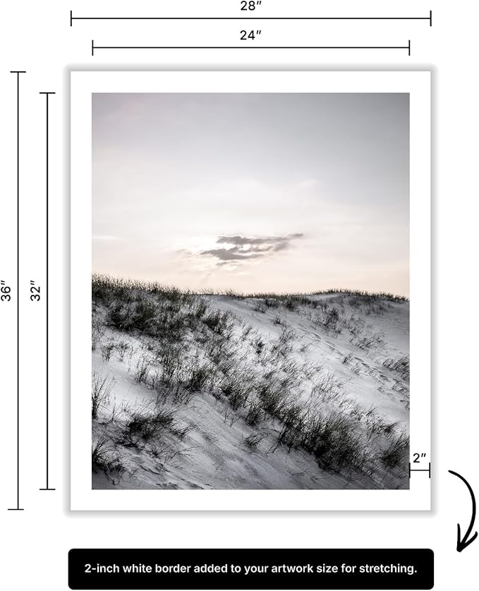 Monem Art Snowy Sand Dunes Landscape Print - Minimalist Winter Nature Poster - Wall Decor for Living Room, Bedroom or Office - 24x32 ROLLED CANVAS Wall Art by Mareike Bohmer