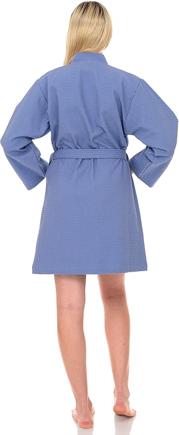 TowelSelections Womens Waffle Robe Kimono Spa Bathrobe Short Waffle Weave Bath Robe for Women XS to 3X