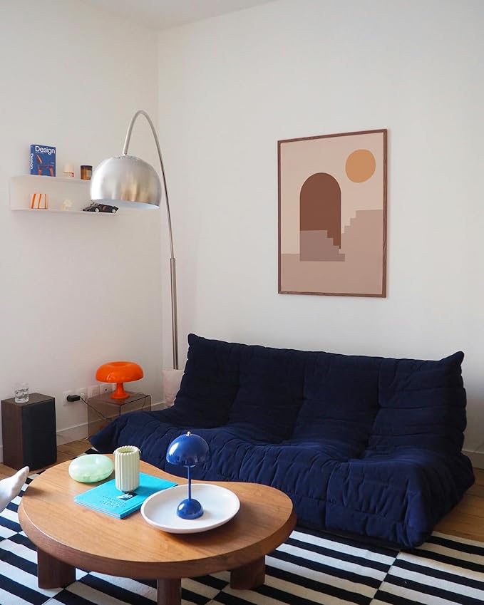 Abstract Architecture Wall Art Archway Stairs Sun Geometric Shapes Earth Tones Terracotta Mid Century Modern 24x36 Inch Oak Wood Walnut Framed Minimalist Boho Office Decor