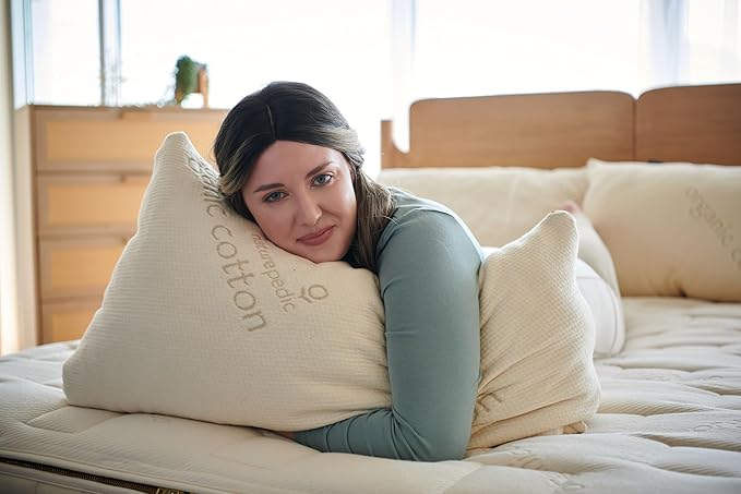 Naturepedic Organic Latex Pillow - King Bed Pillow with Soft Comfort - Luxury Pillow with Adjustable Fill for Comfortable Sleeping, Back Support and Neck Pain Relief