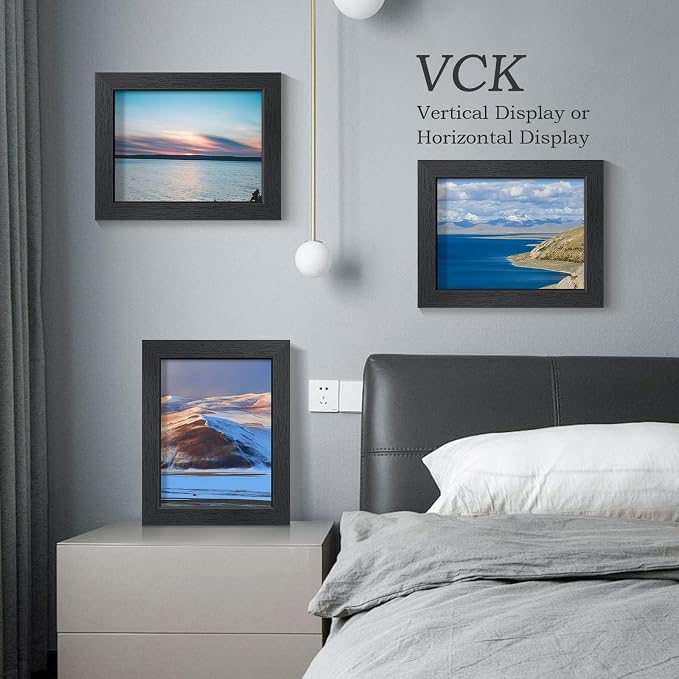 VCK 8.5x11 Picture Frame Black - 2 Pack, Gallery-Quality Wood Poster Frames, 1.1-Inch Wide Border, Polished Plexiglass, Vertical or Horizontal Wall & Tabletop Display for Photo/Certificates/Prints