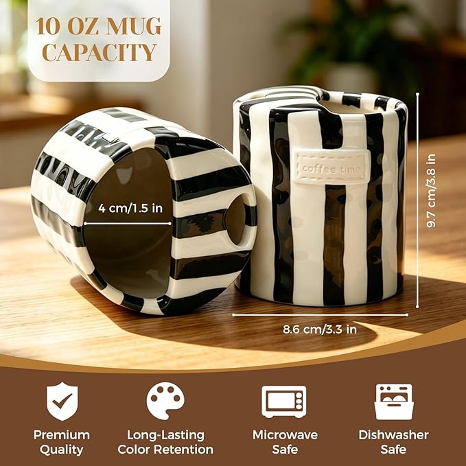 Ceramic Coffee Mug Novelty Ceramic Travel Mug Cute Espresso Cups To Go Anthropologie Latte Cups Aesthetic Grey Pottery Mugs With Sip Hole 10oz Clay Striped Vintage Handmade Coffee Cup for Home