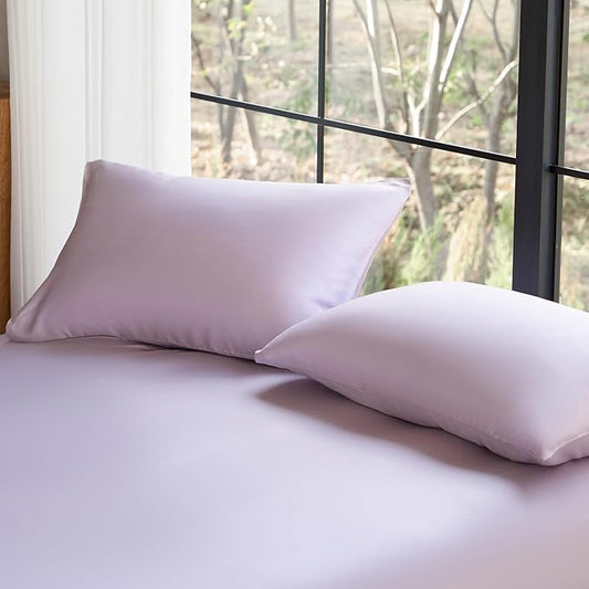 DOZ Pillowcase Set, 100% Viscose derived from Bamboo, Organically Grown, Buttery Soft, Silky, Breathable, Cooling, Oeko-TEX, High GSM, 2-Pack, Envelope Closure (King, Lavender)