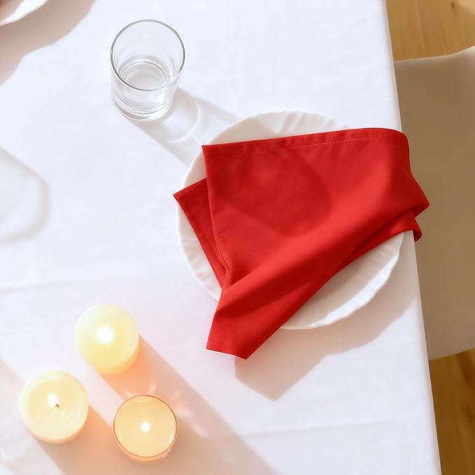 Cloth Napkins Set of 12, 100% Cotton Fabric Reusable Dinner Napkins, 18 x 18 Inch Washable Table & Kitchen Napkins for Everyday Dining, Entertaining, Home & Restaurant Use, Red